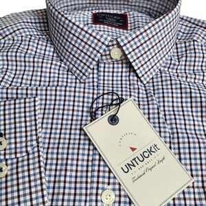 UNTUCKit Men's X-Small Slim Fit‎ Sheldrake Purple Blue Gingham Dress Shirt NWT